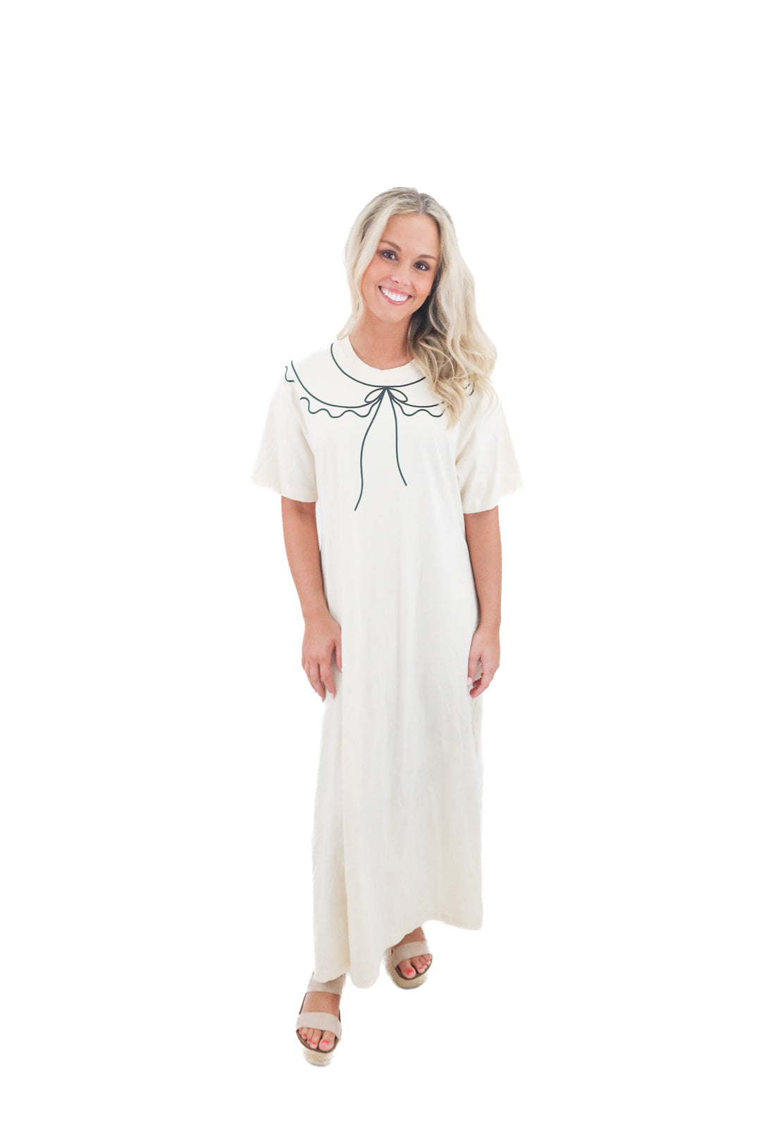 eliza faulkner cream maxi dress (m/l)