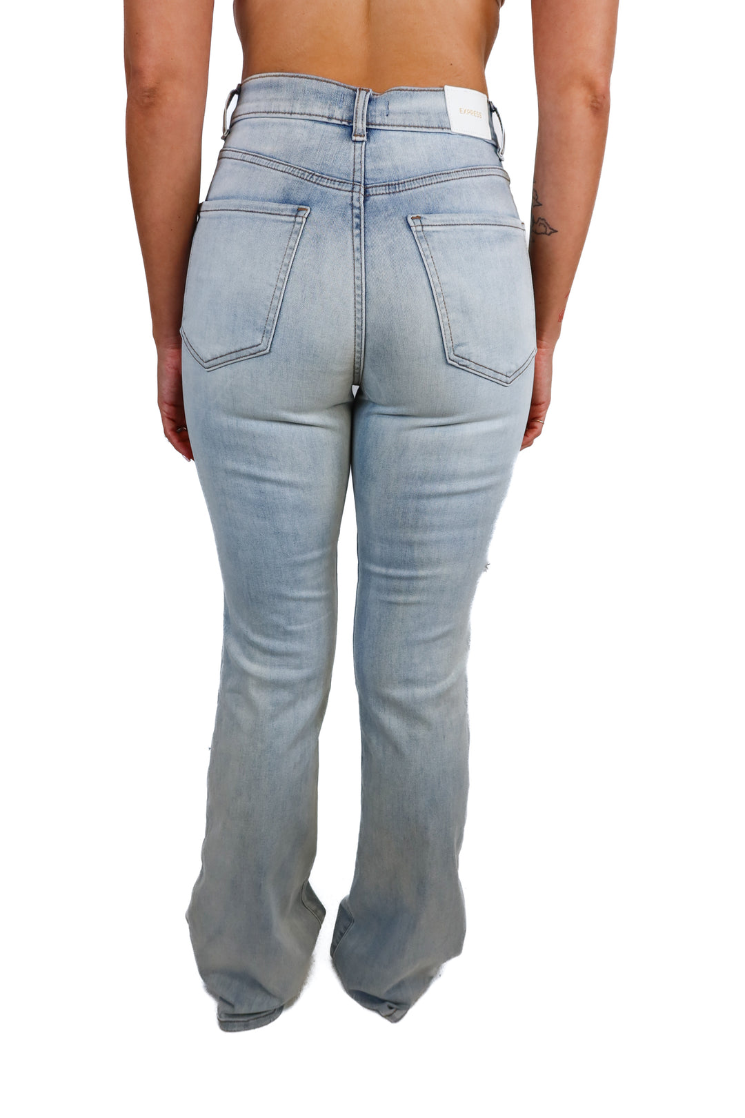 Express flare high rise light wash jean NWT (4L; $80)