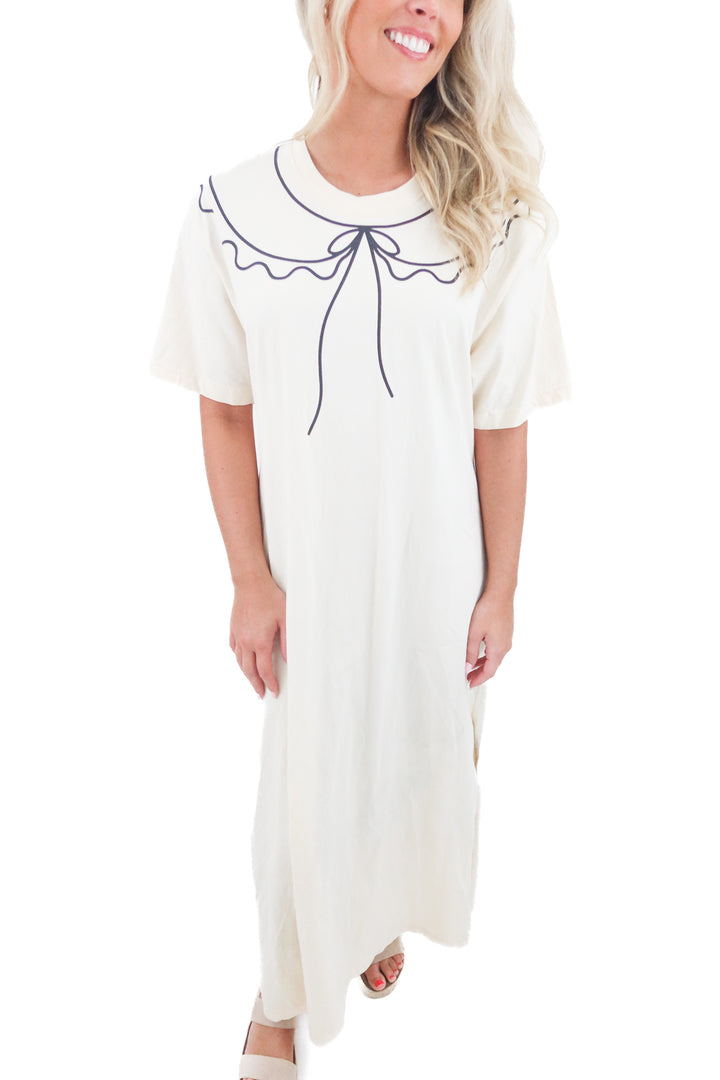 eliza faulkner cream maxi dress (m/l)