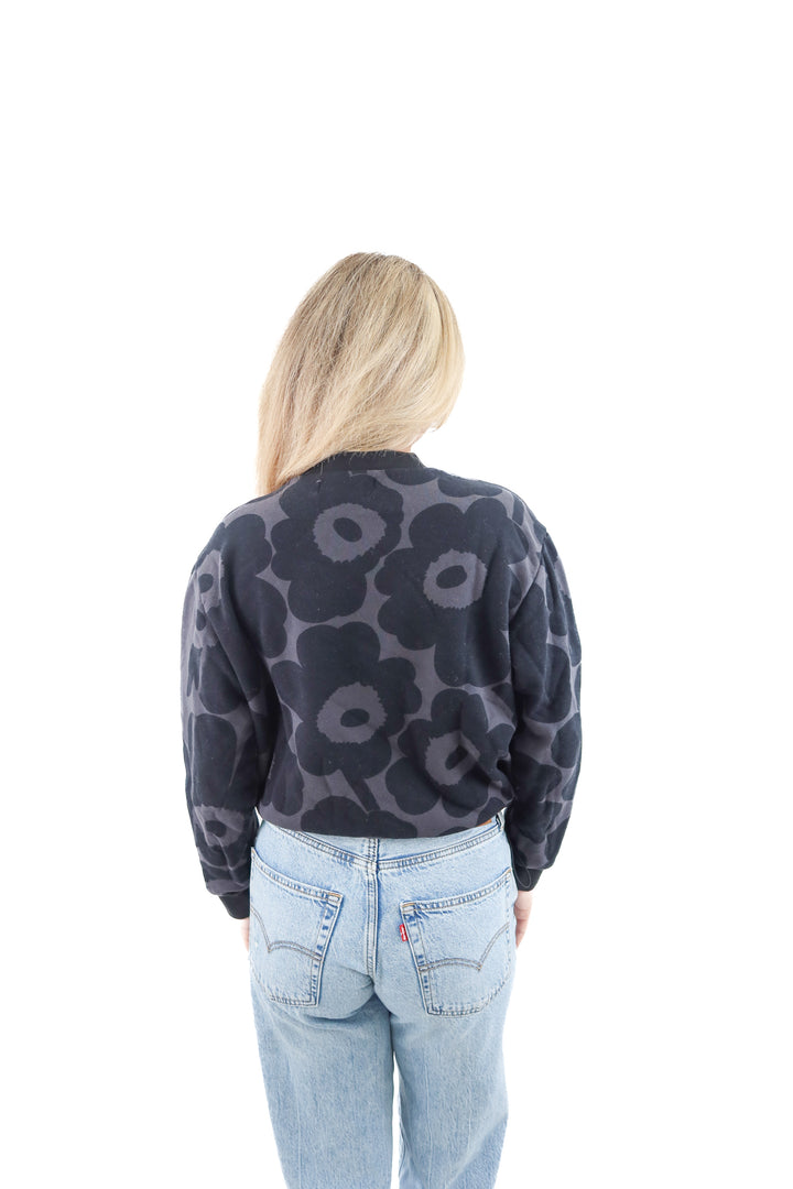 adidas x marimekko black floral crewneck sweatshirt (l; retail $285)