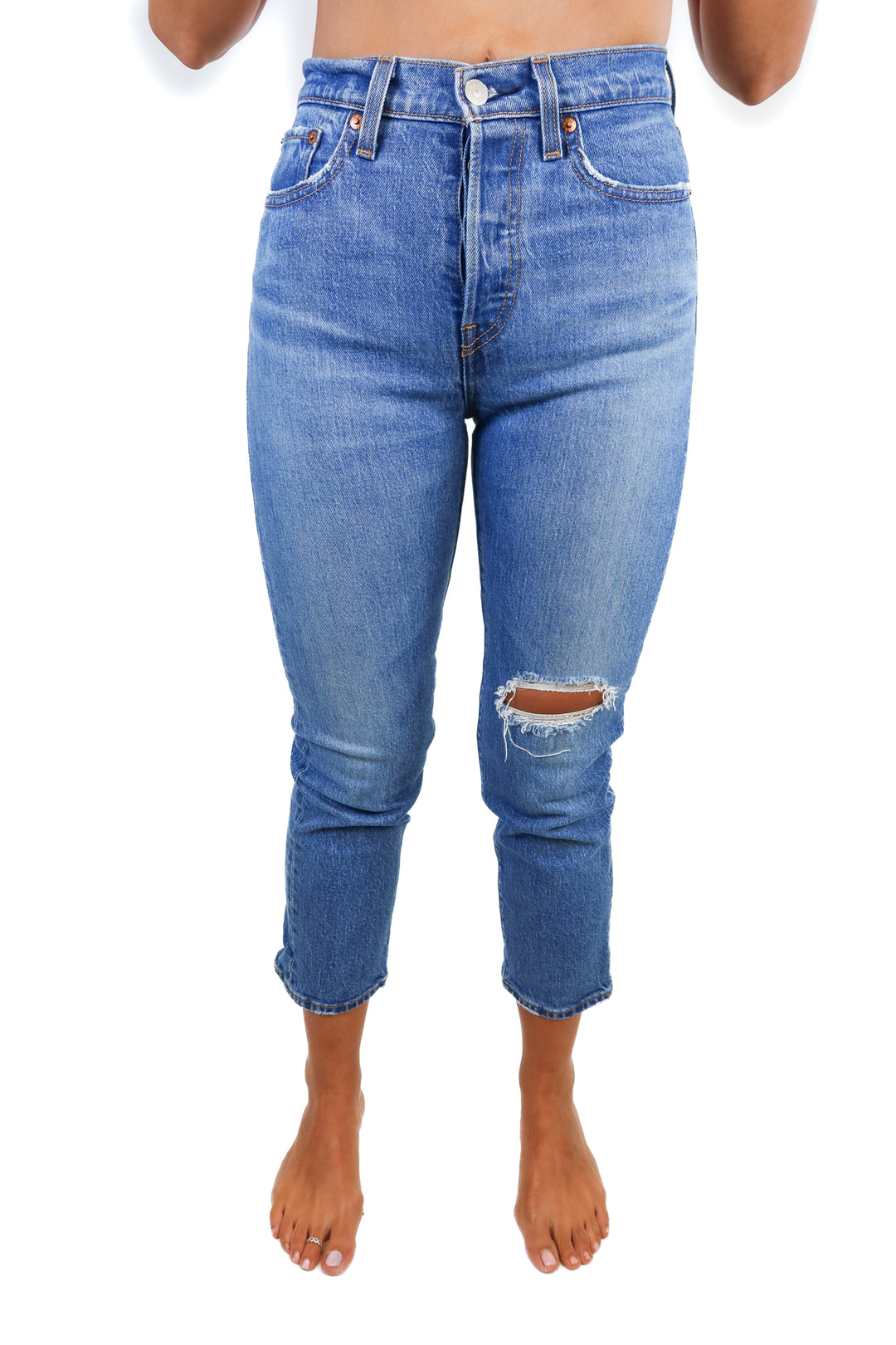 Levi medium wash wedgie straight leg jeans (26)