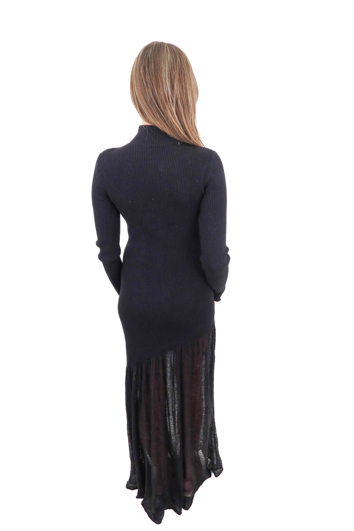 commense black knit sheer bottom maxi dress NWT (s)