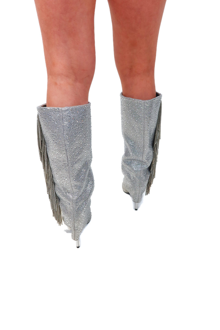 steve madden rhinestone fringe boots (9; retail $119.98)