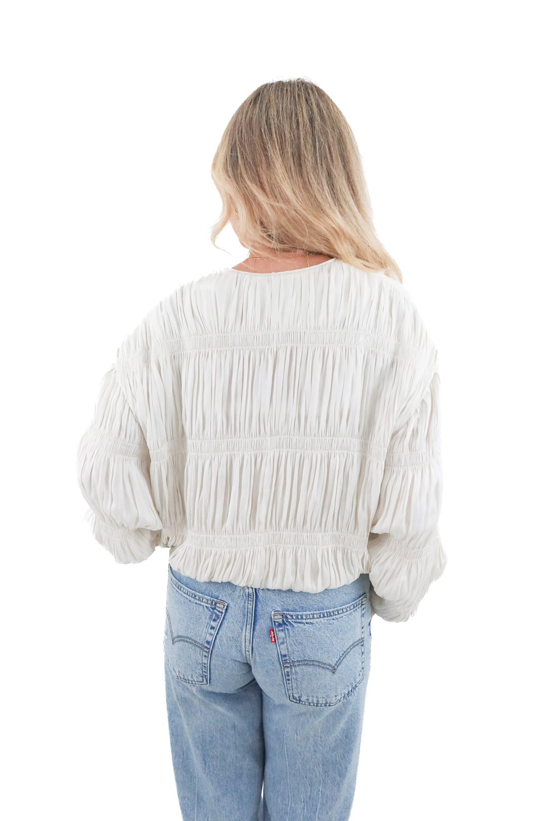la ligne ivory pleated zip bomber top (m; retail $425)