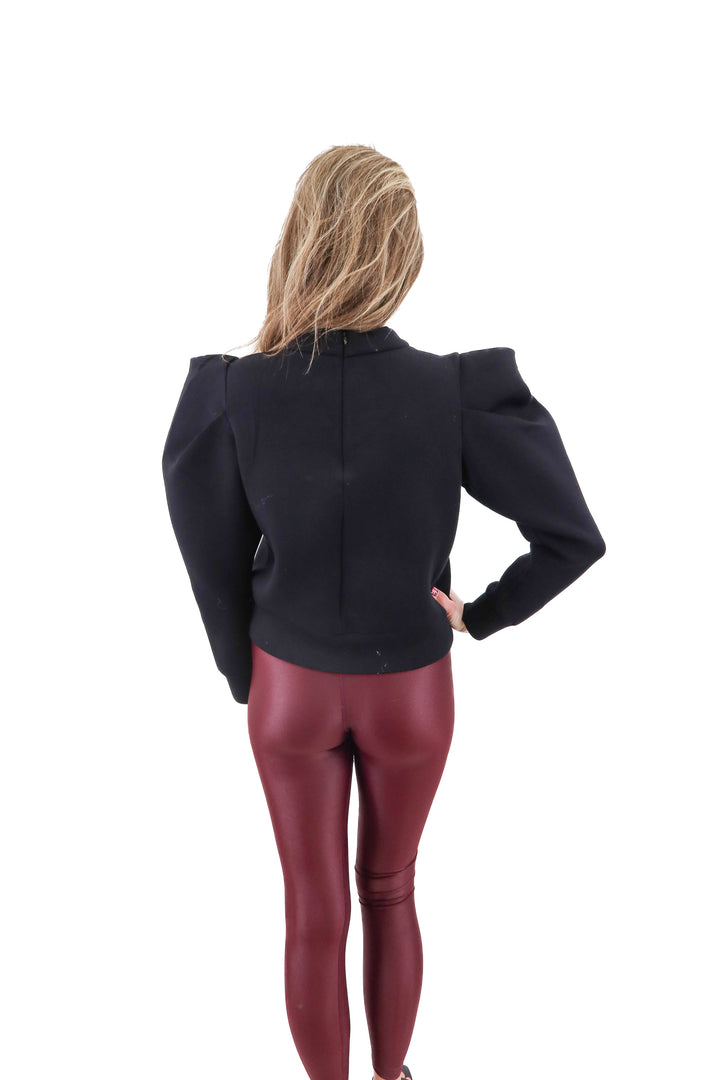hunter bell black puff sleeve crewneck (xs; retail $365)