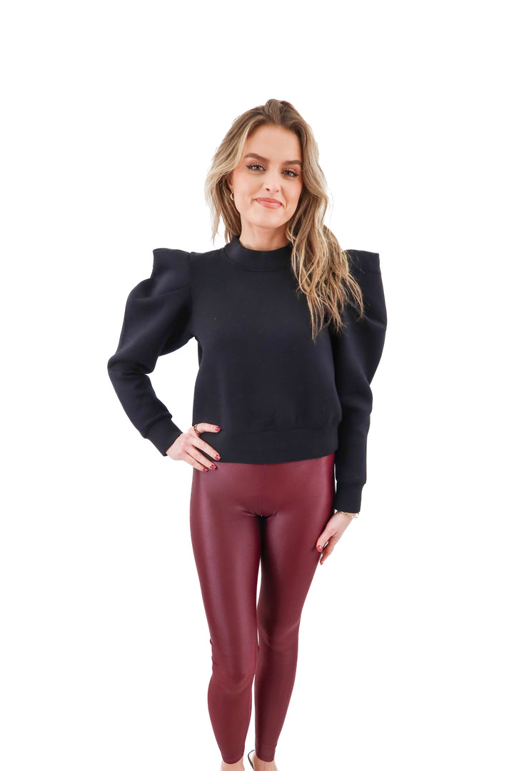 hunter bell black puff sleeve crewneck (xs; retail $365)