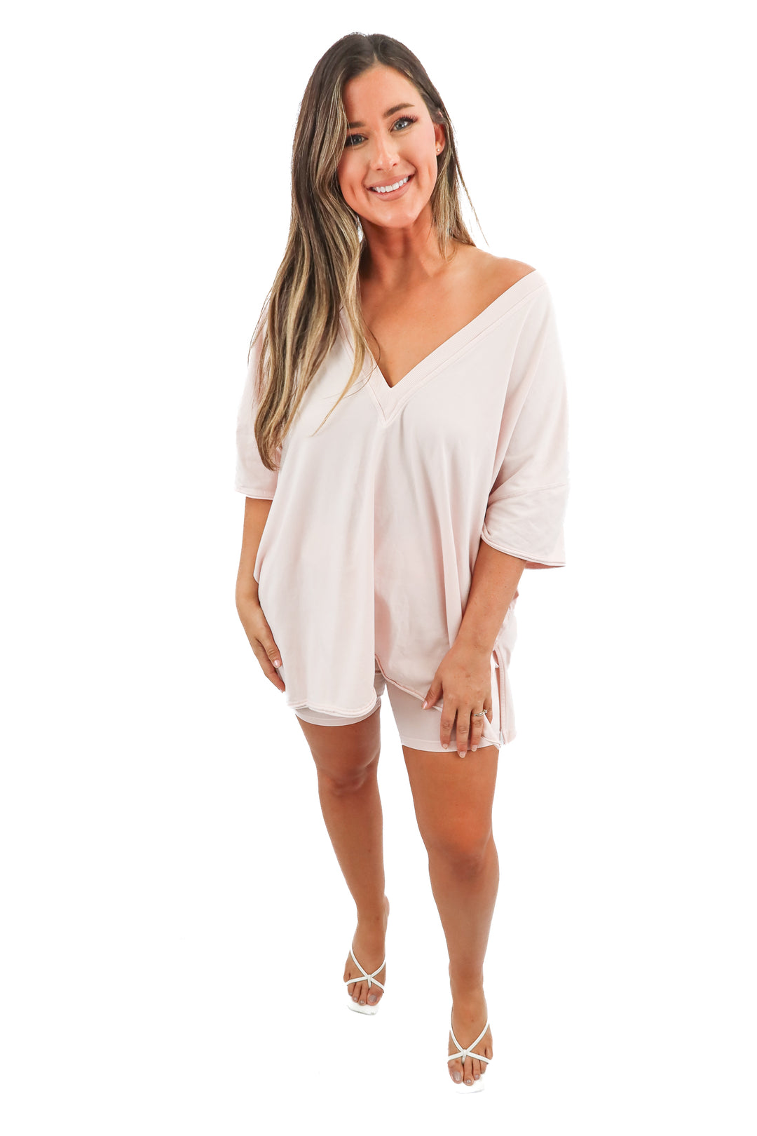 fp movement light pink top and shorts set (L)