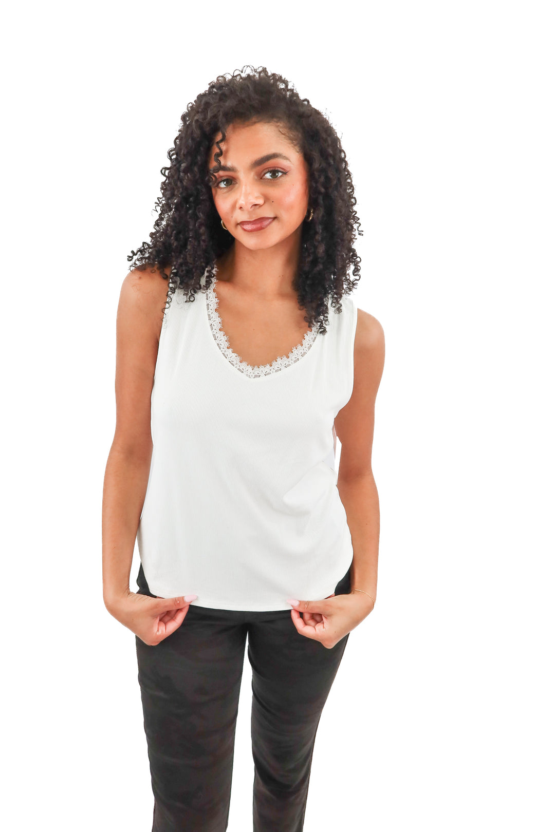 78 & Sunny white lace trim tank NWT (L; retail $59)