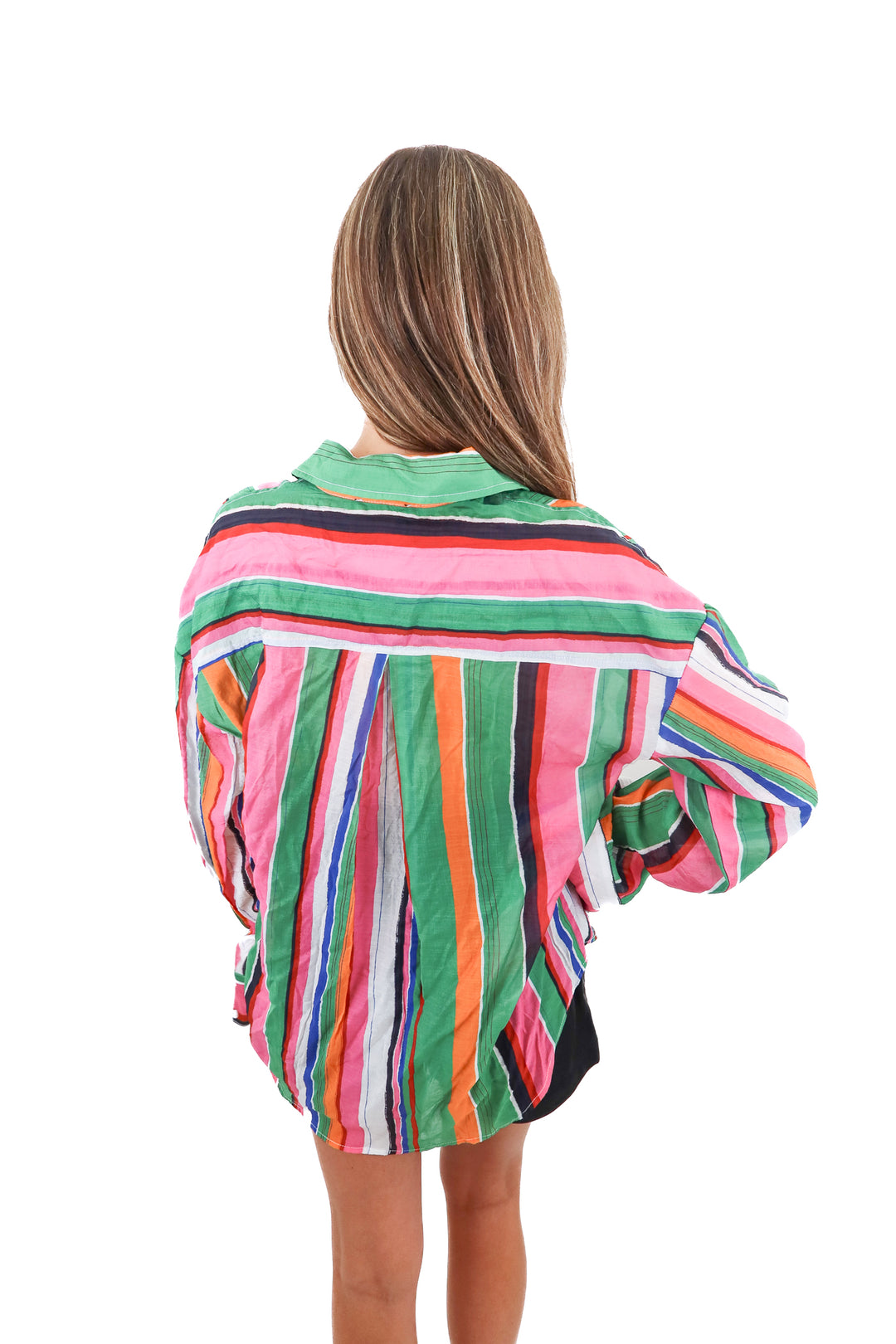 vici colorful striped button up (s; retail $58)