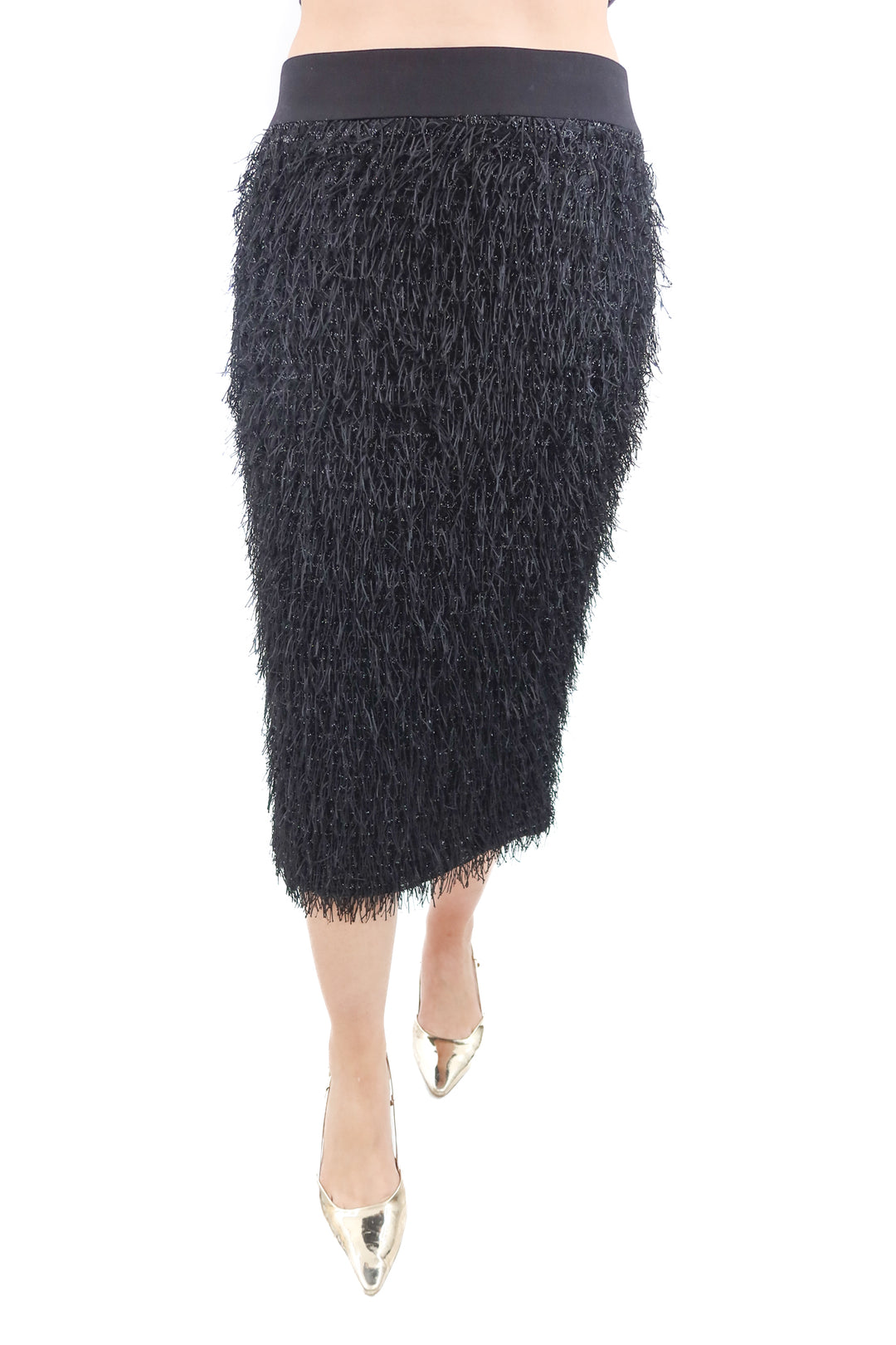 saintart black fringe maxi skirt (l)