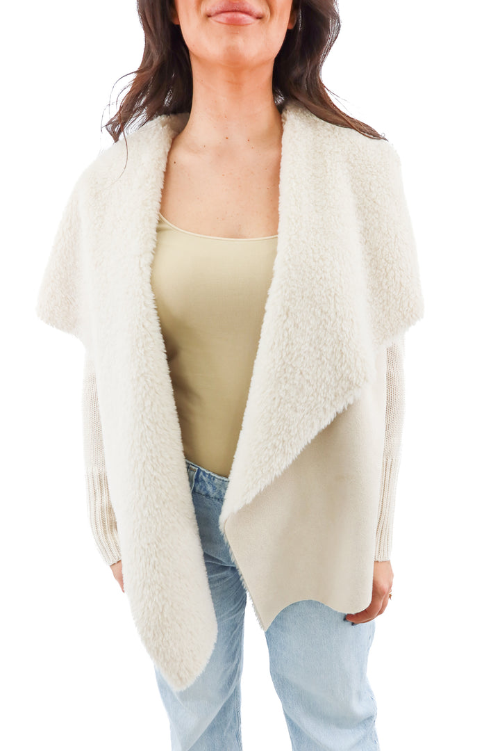 Bagatelle cream sherpa cardigan (M; retail $150)