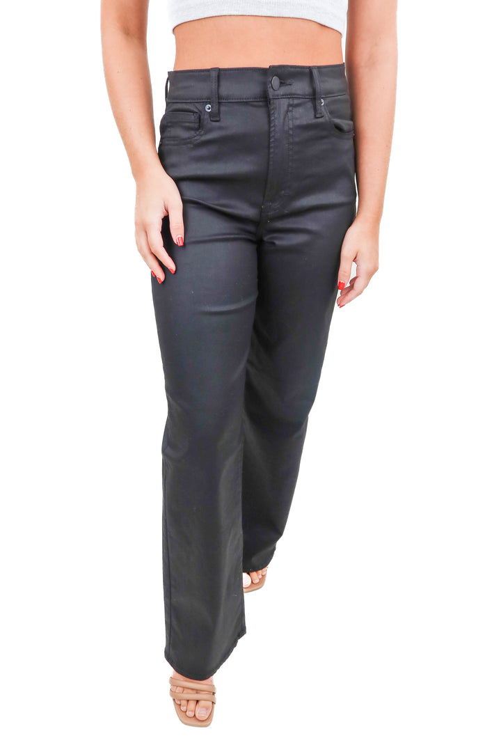 vici black vegan leather wide leg pants (26; retail $74)