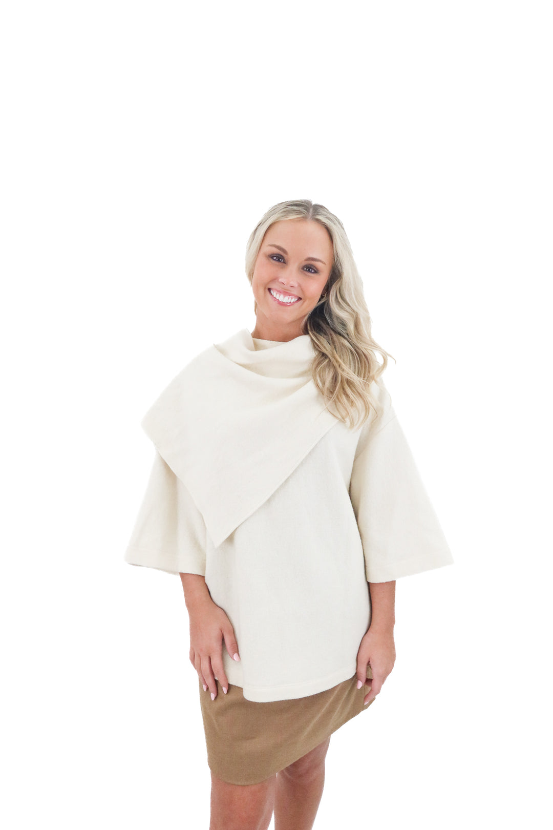 tibi cream boiled wool sculpted funnel neck top (m/l; retail $545)