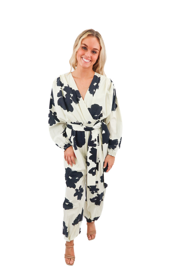 tanya taylor white/black floral jumpsuit (2; retail $450)