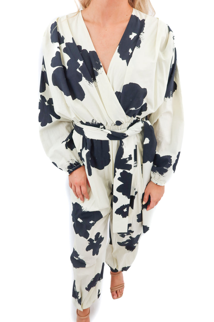 tanya taylor white/black floral jumpsuit (2; retail $450)