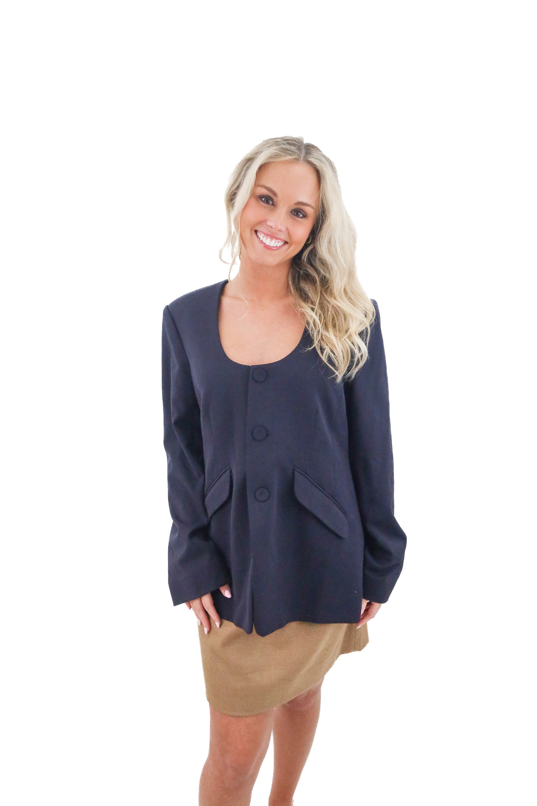 favorite daughter dark navy blazer (l; retail $398)