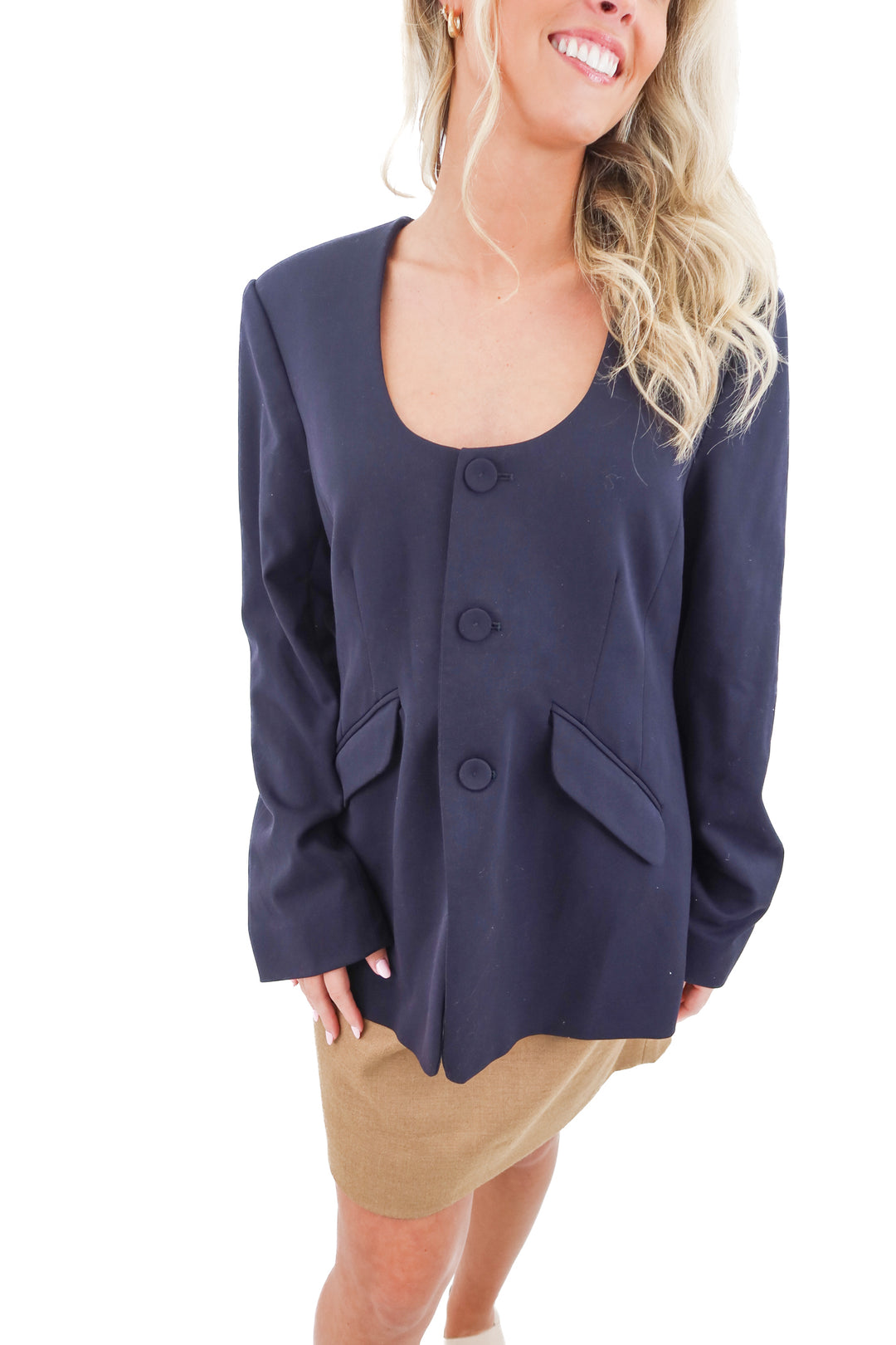 favorite daughter dark navy blazer (l; retail $398)