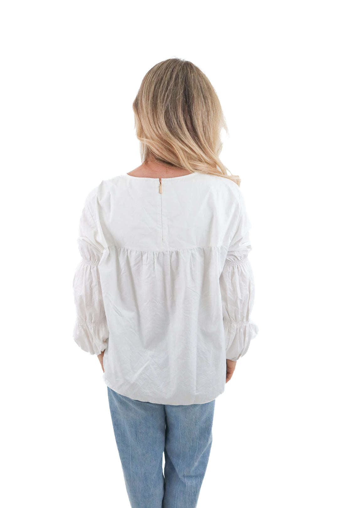 tibi white long sleeve cotton top (10; retail $295)