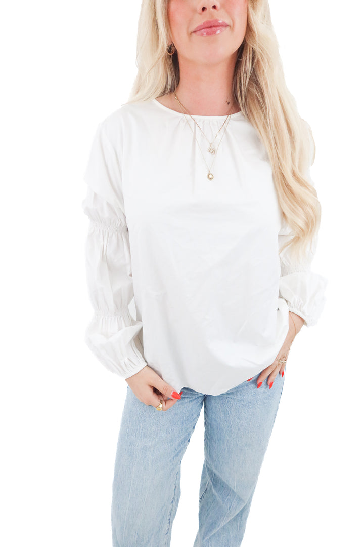 tibi white long sleeve cotton top (10; retail $295)