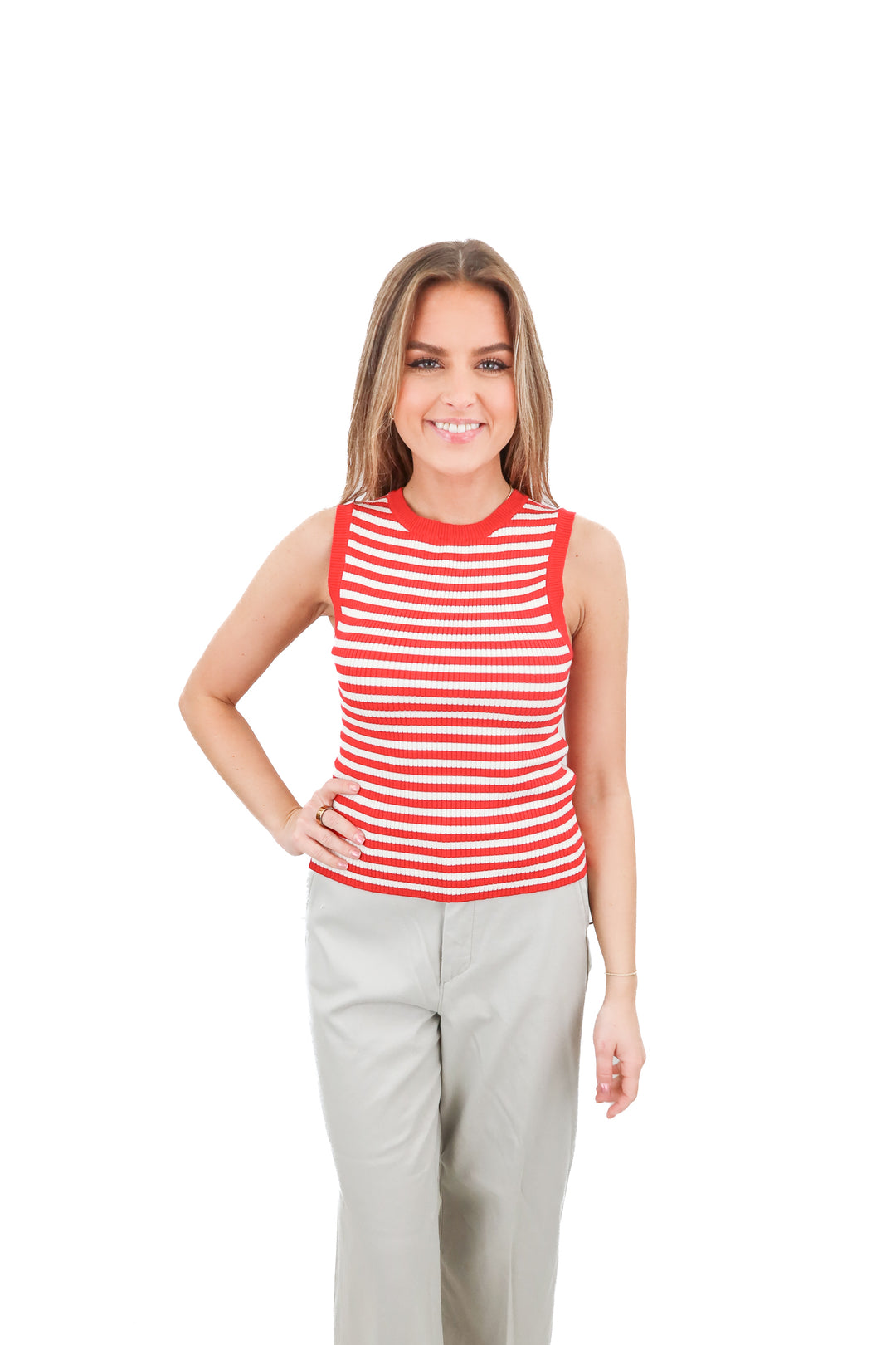 by together red striped knit tank (s)