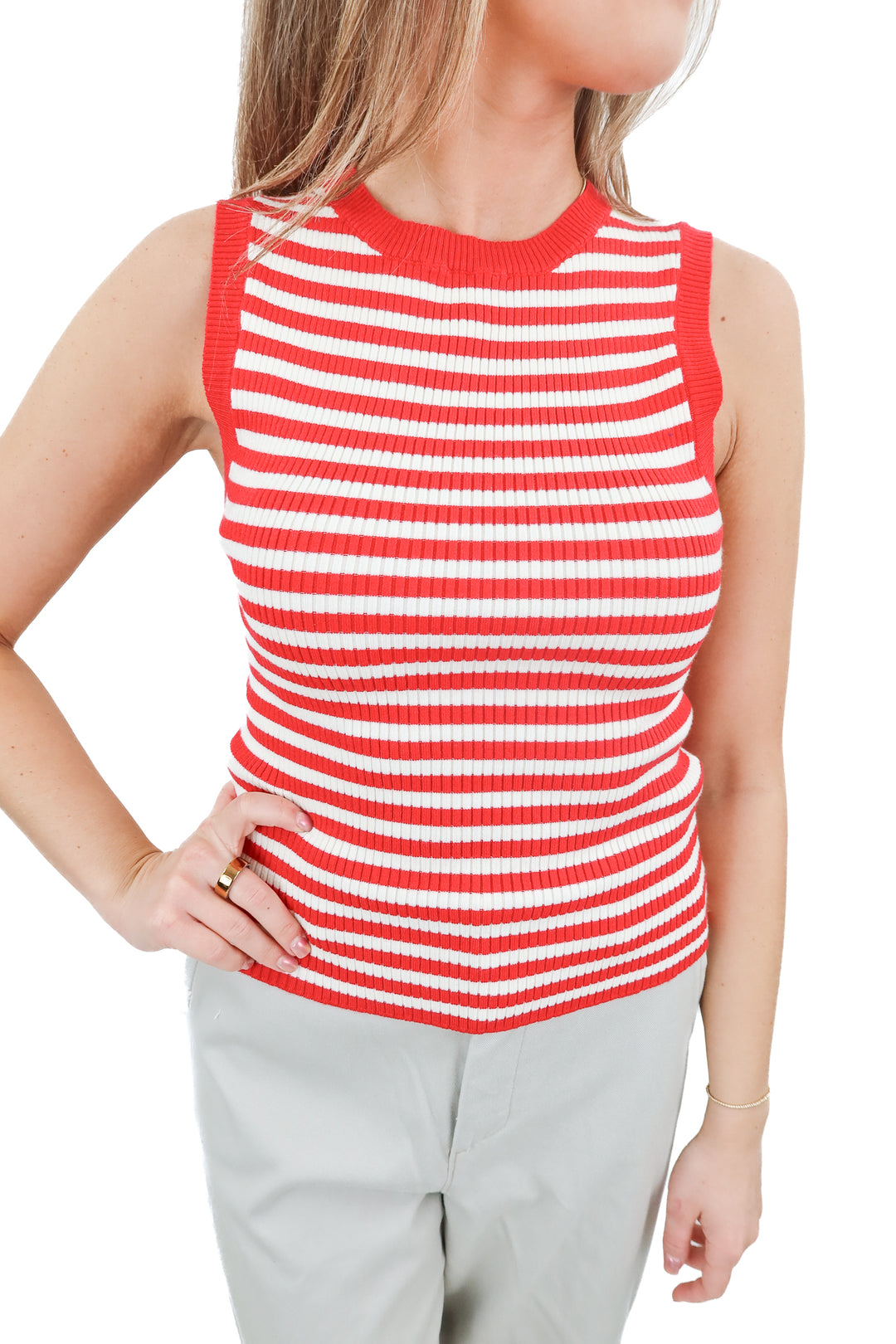 by together red striped knit tank (s)
