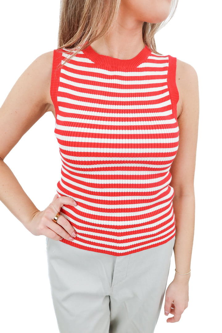 by together red striped knit tank (s)