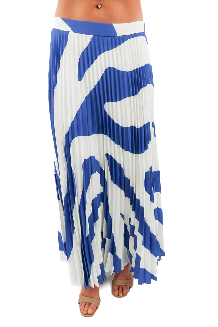 Milly blue and white pleated maxi skirt NWT (8)