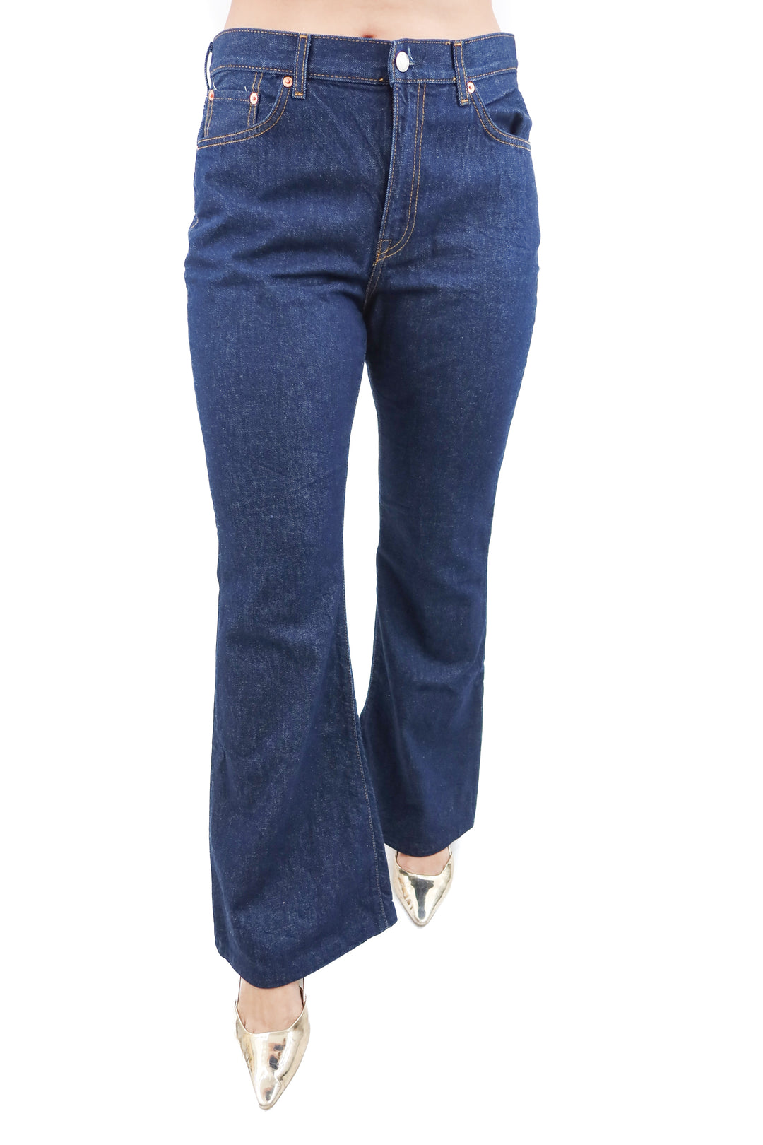 cos dark wash relaxed bootcut jeans (32; retail $139)