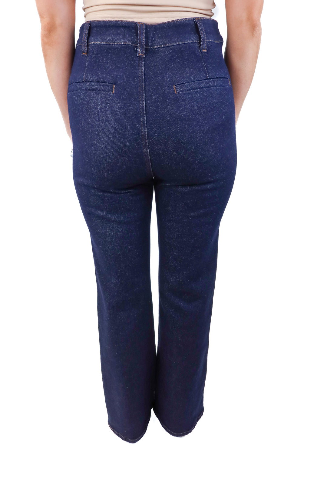 Fabrique dark wash flare jeans (m; retail $238)