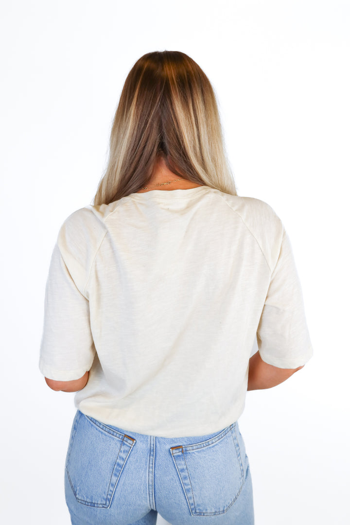 B The Label Ivory Drawstring Waist Tee (*S)