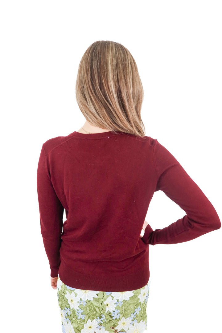 zara maroon knit long sleeve (xl)