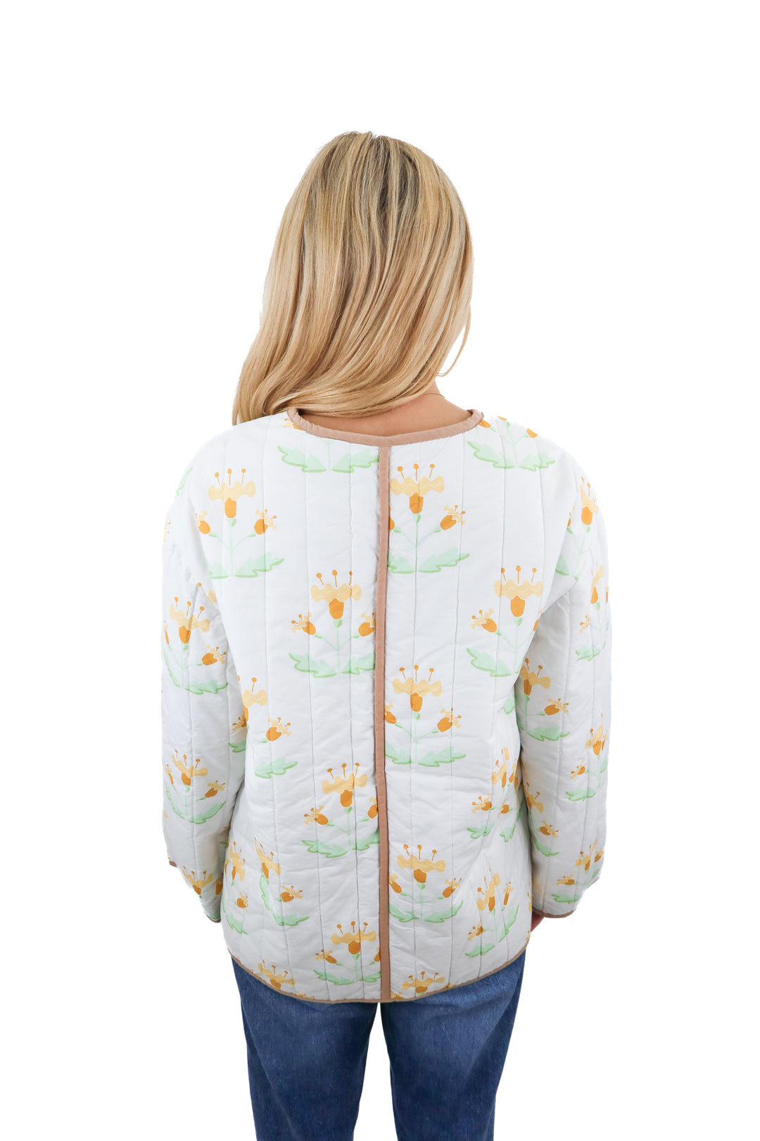 sara fitz white floral zip up jacket (s; retail $195)