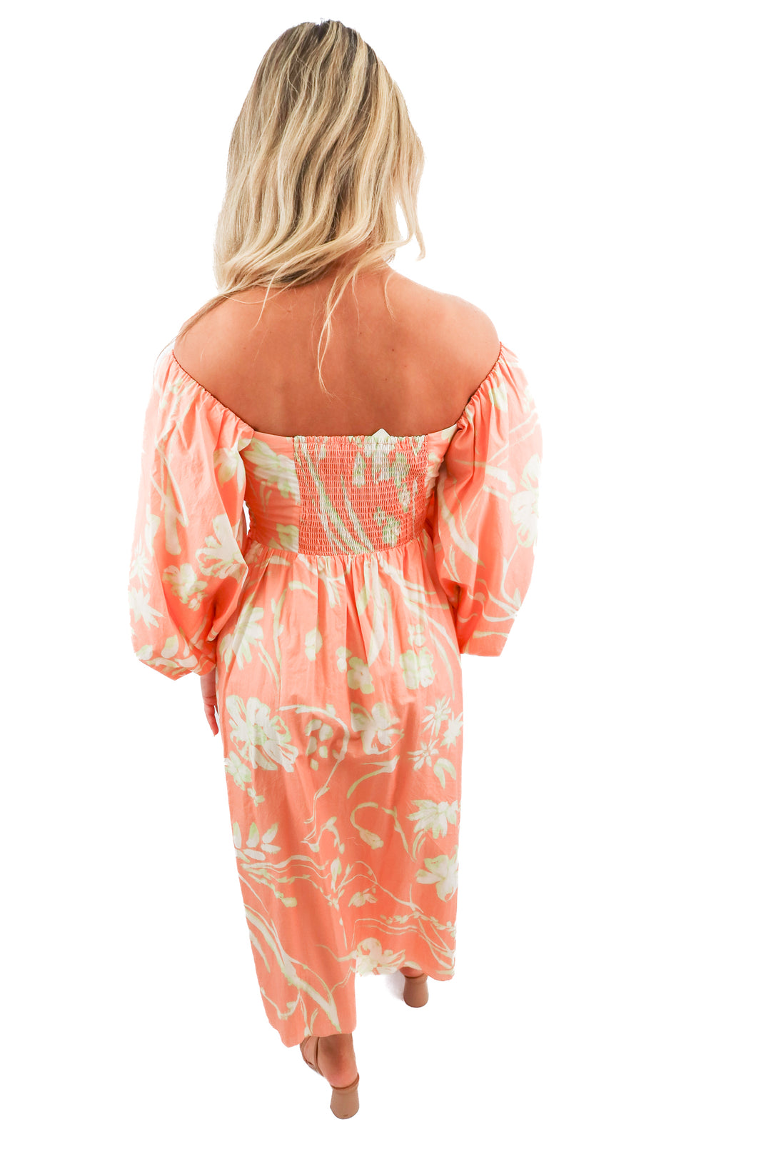 tanya taylor orange floral puff sleeve dress (2; retail $545)