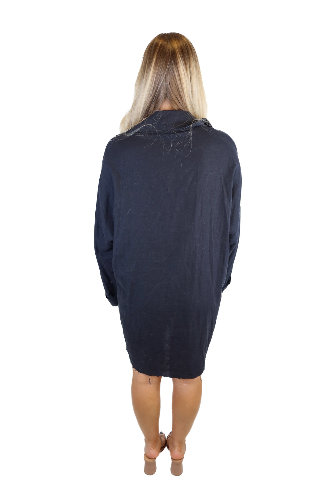 Show Me Your Mumu Black Linen Shirt Dress (S; retail $148)