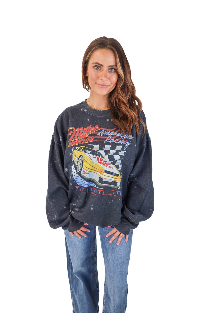 junk food clothing miller lite racing crewneck NWT (L)