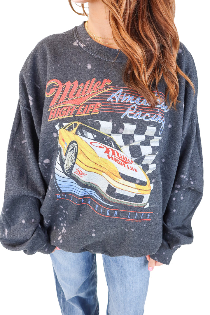 junk food clothing miller lite racing crewneck NWT (L)