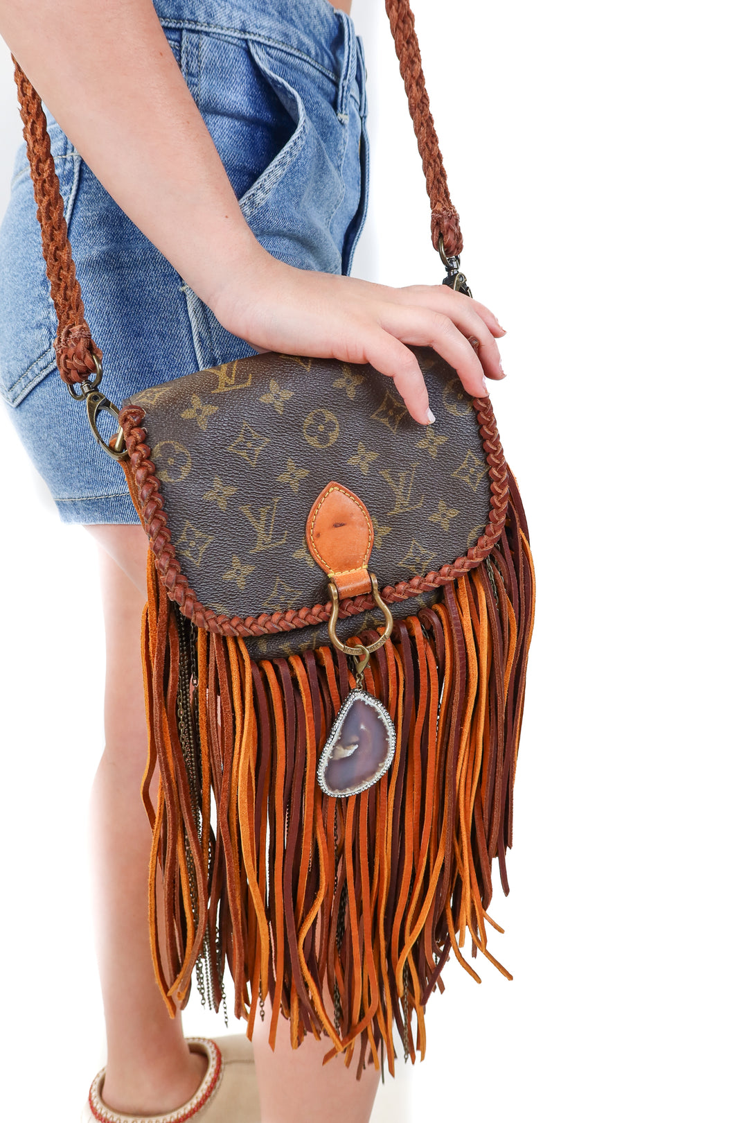 Upcycled Louis Vuitton Crossbody Boho Bag (retail $2,299.99)