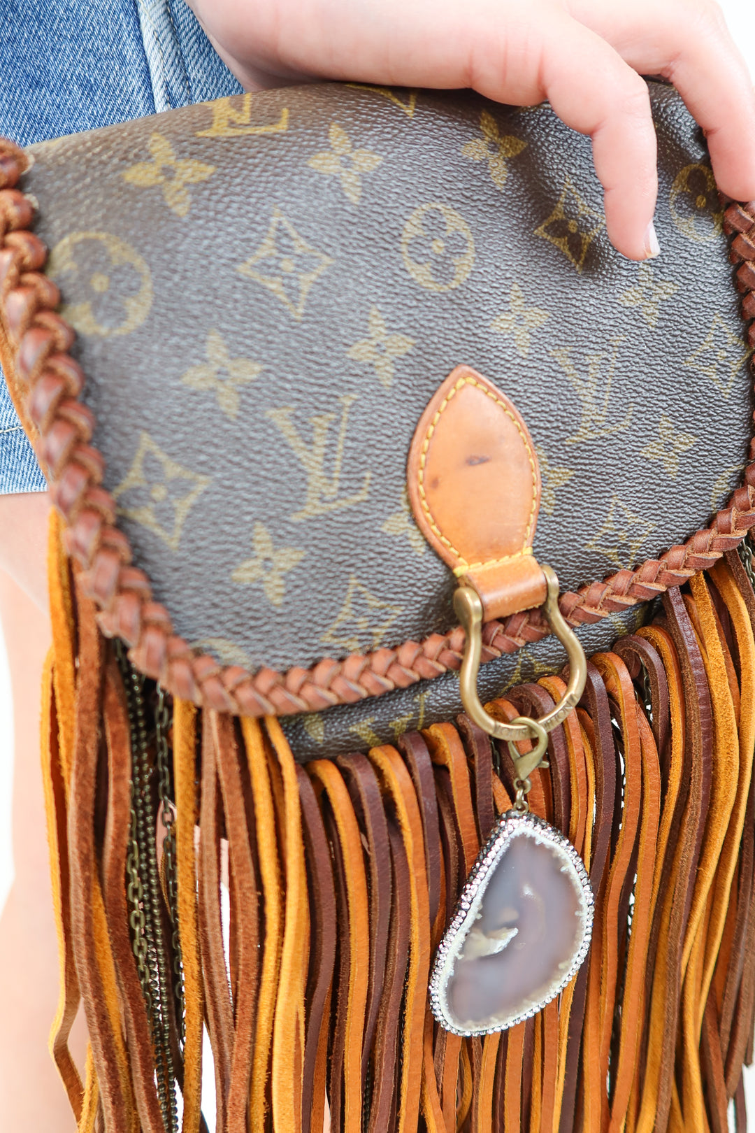 Upcycled Louis Vuitton Crossbody Boho Bag (retail $2,299.99)