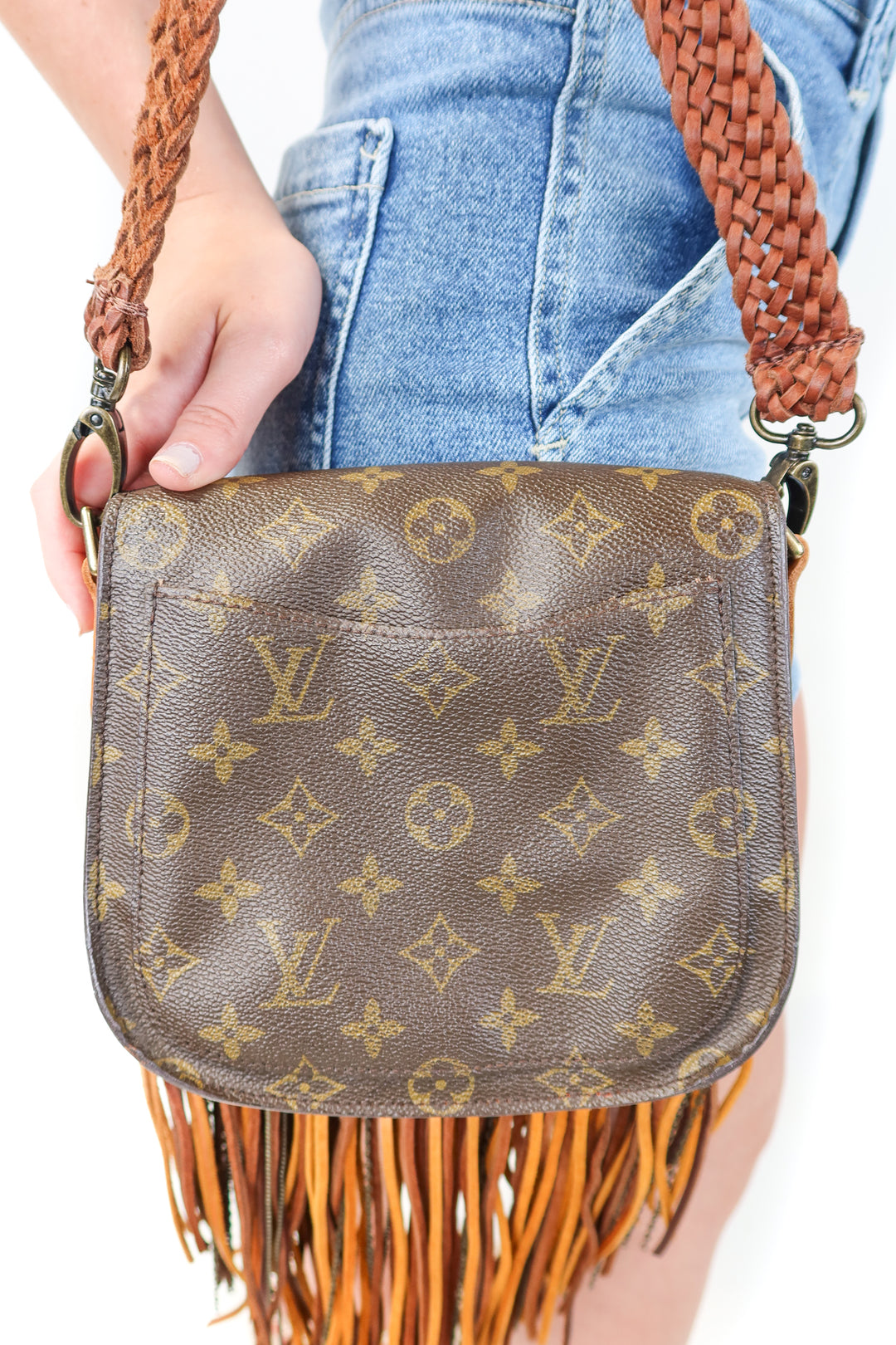 Upcycled Louis Vuitton Crossbody Boho Bag (retail $2,299.99)