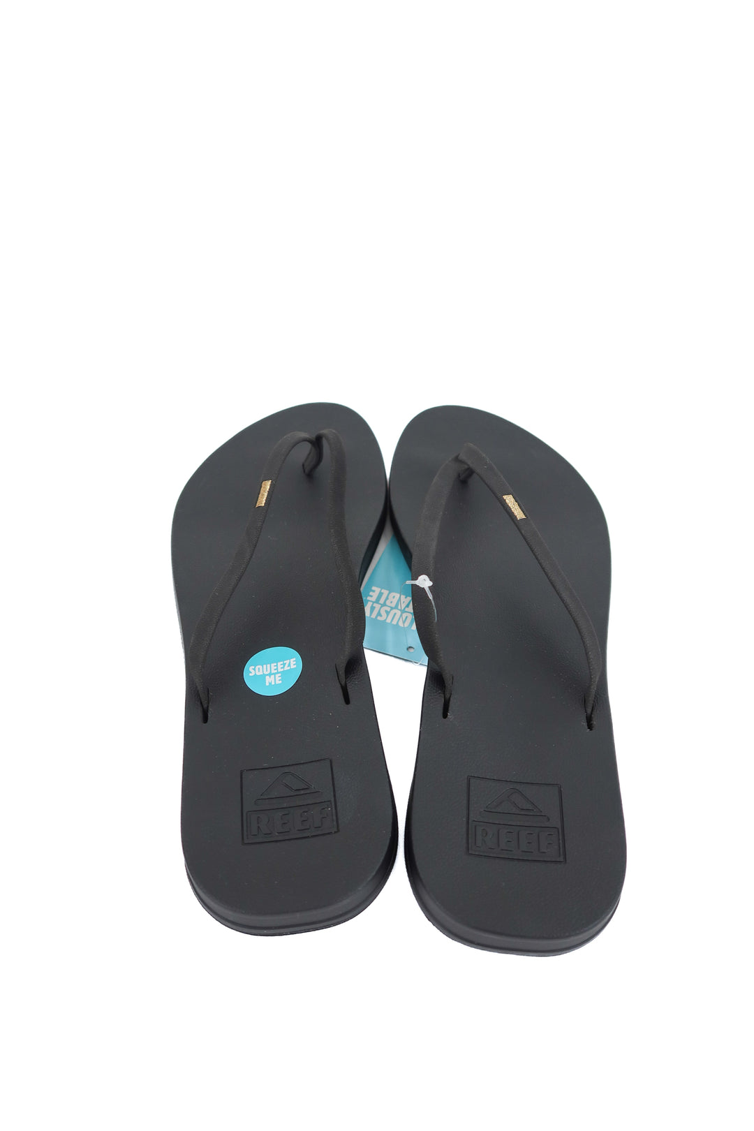 reef black cushion slim flip flops nwt (8; retail $40)