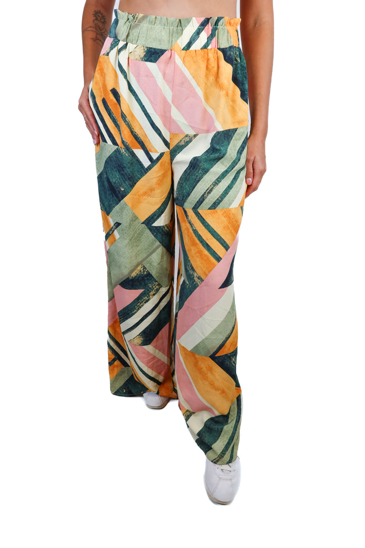 Magnolia Boutique Orange Abstract Print Wide Leg Pants (M; retail $79)