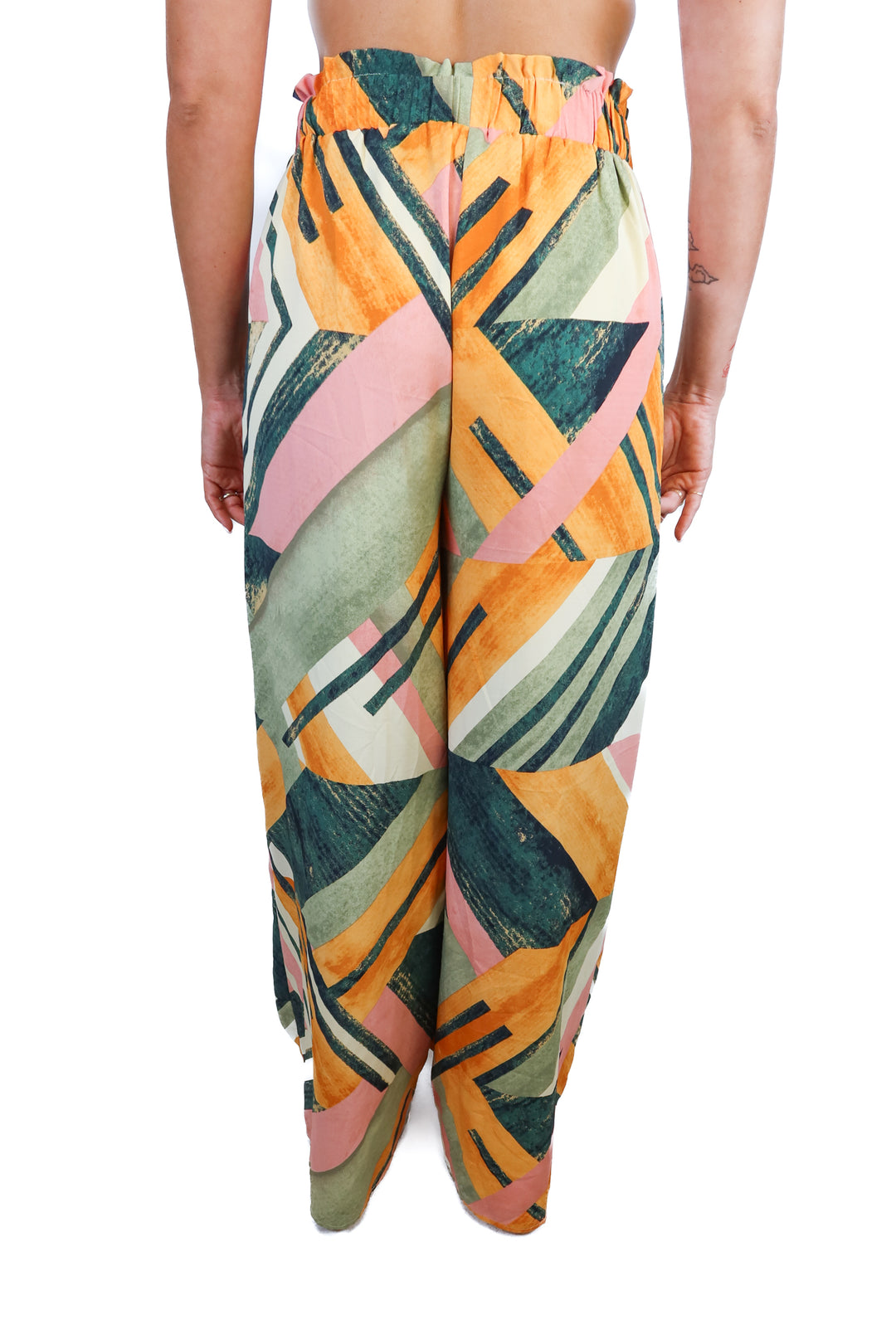 Magnolia Boutique Orange Abstract Print Wide Leg Pants (M; retail $79)