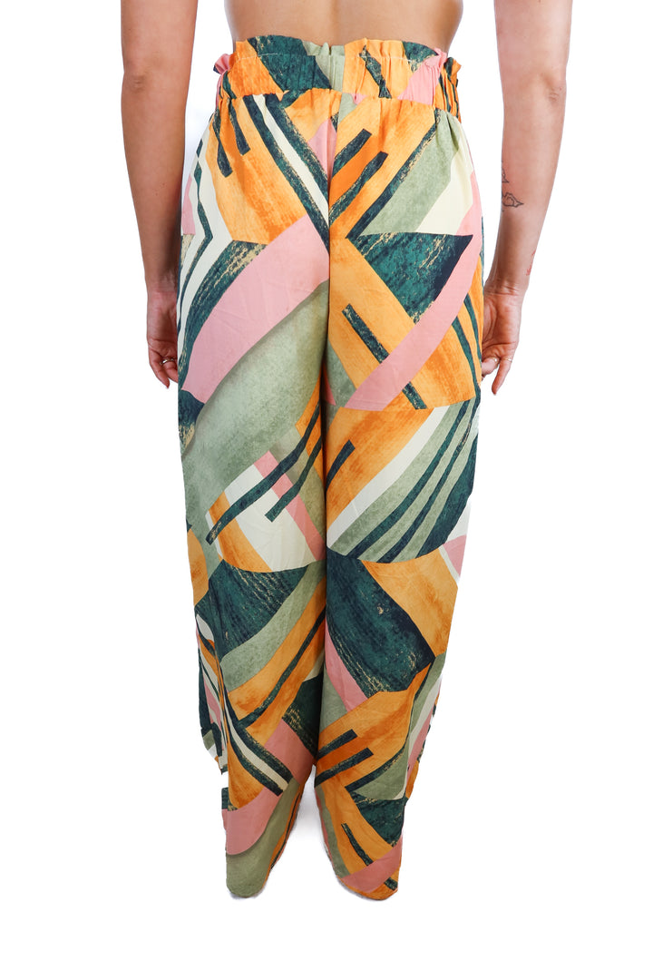 Magnolia Boutique Orange Abstract Print Wide Leg Pants (M; retail $79)