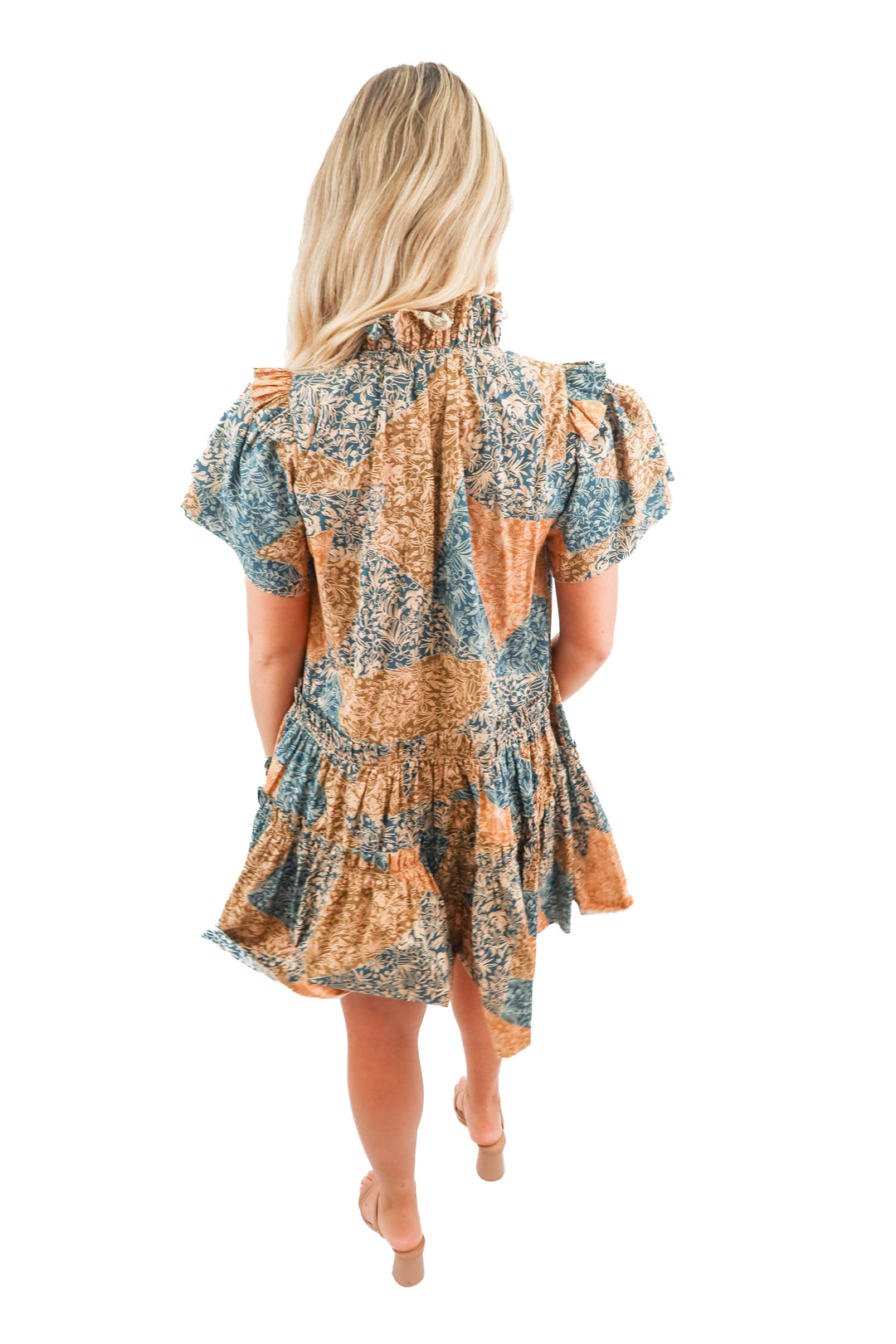 hunter bell brown colorblock tiered dress (xs; retail $525)