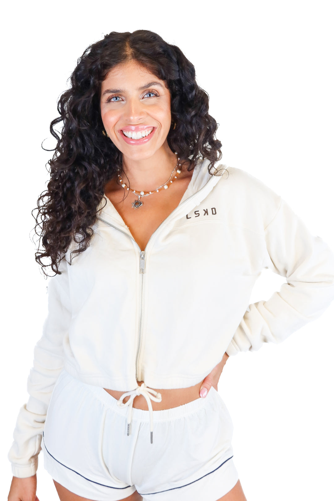 LSKD cream zip up hoodie (S; retail $90)