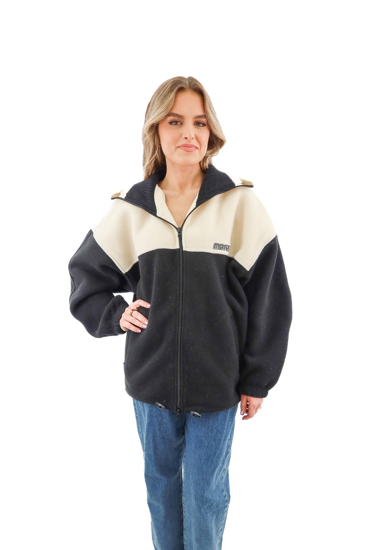 etoile isabel marant black/cream fleece zip jacket (36; retail $725)