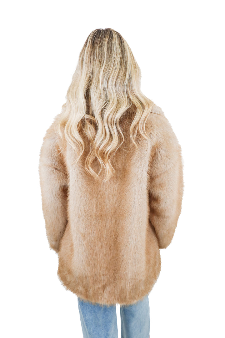 vici light brown fur jacket (s; retail $105)