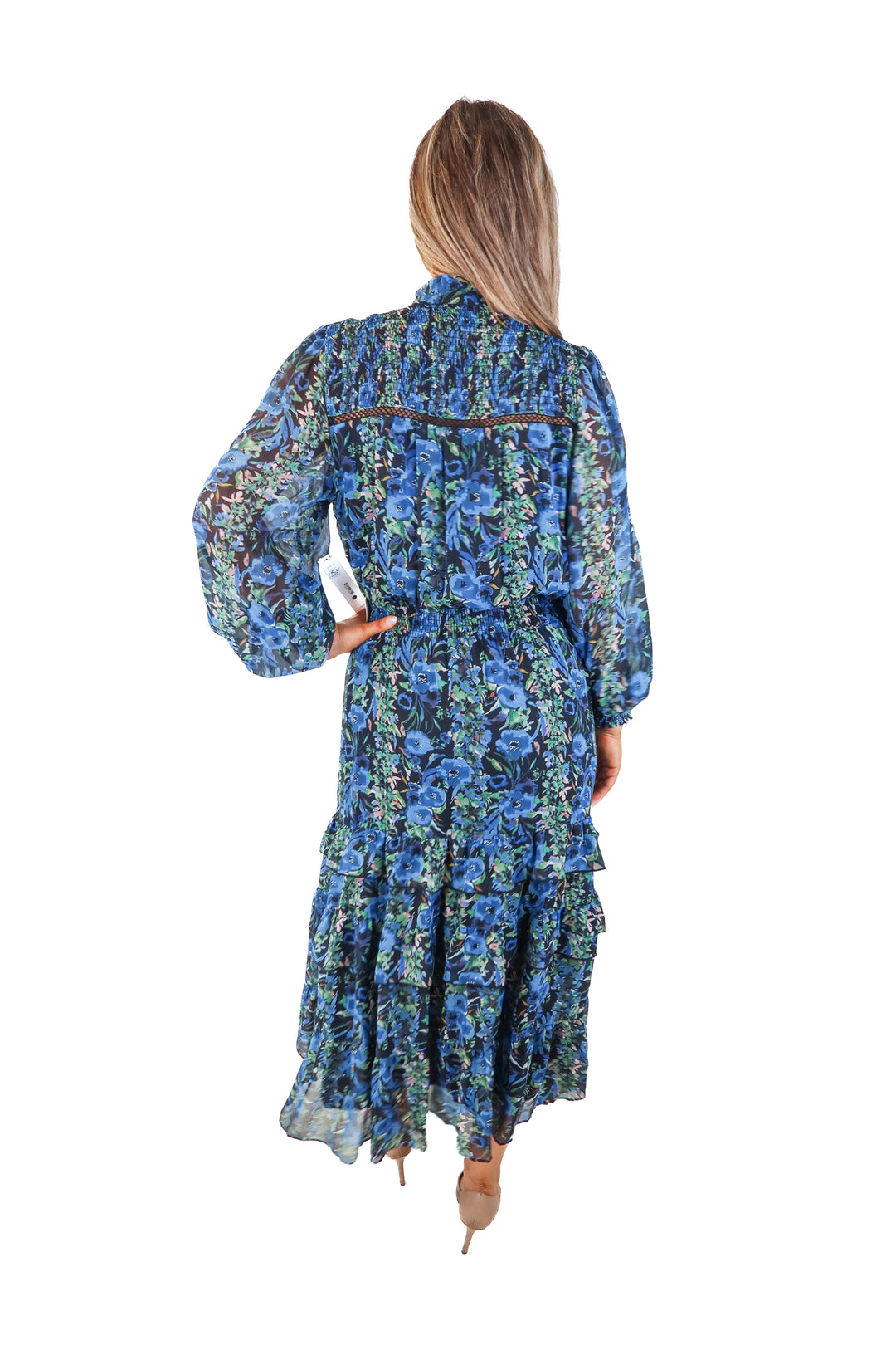 SOLD aqua blue floral maxi dress NWT (L)