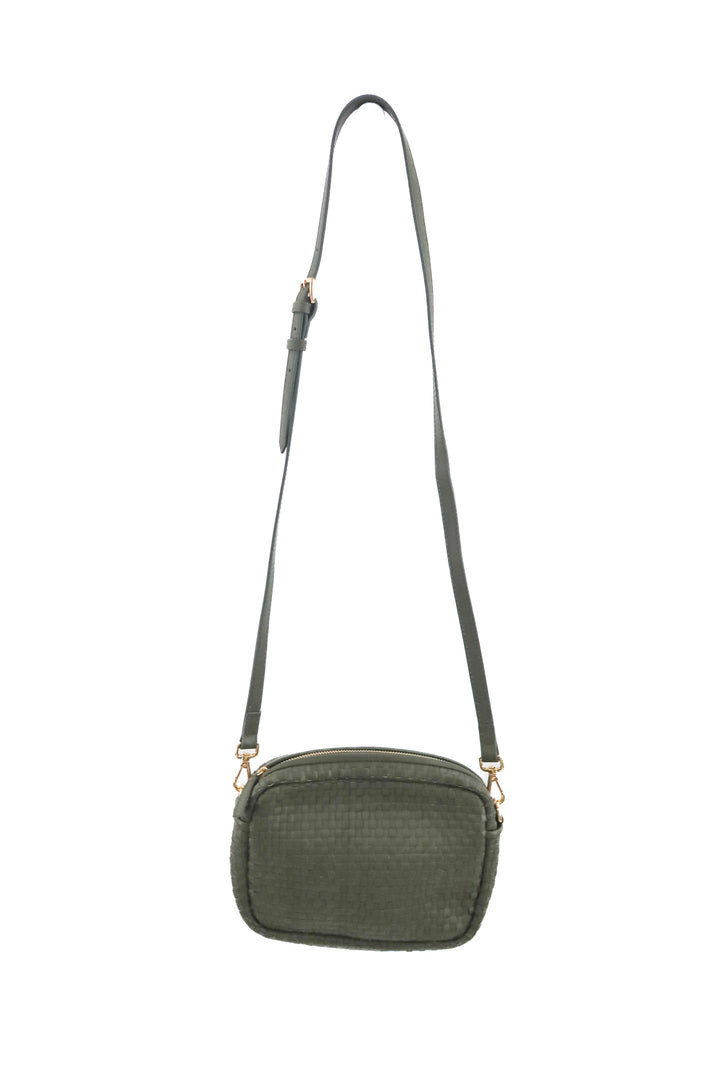 quince green woven purse