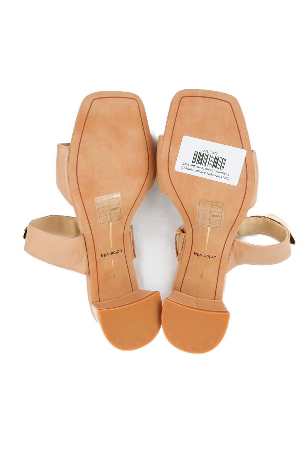 Dolce Vita nude and gold heels (7; retail $140)